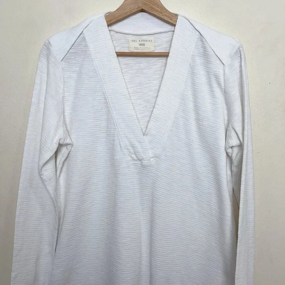 Anthropologie Womens Medium Sol Angeles Deep V-Neck  Tunic White - Picture 5 of 15